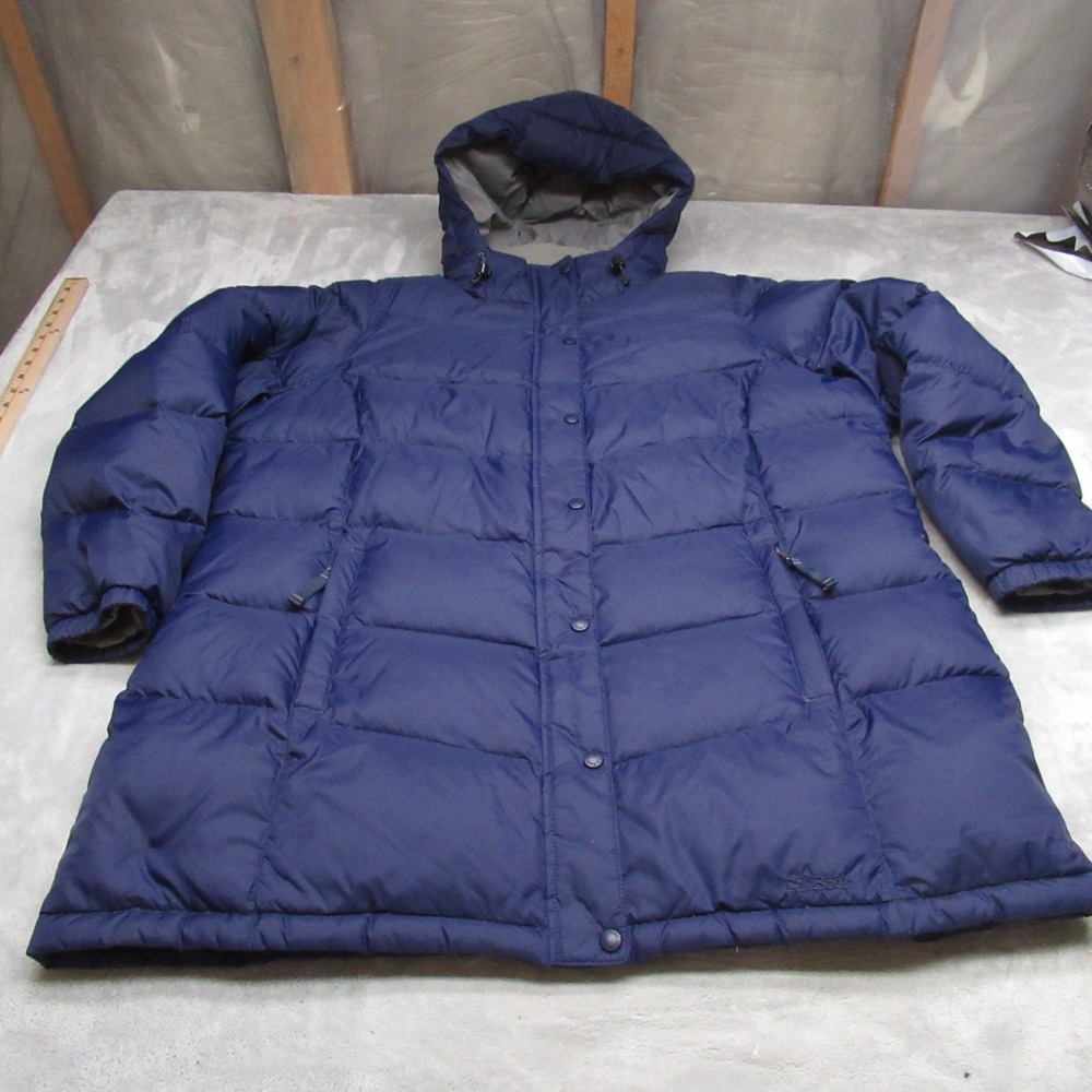 L.L. Bean Down‎ Jacket Women 2X Blue Insulated Quilted Full Zip Winter Puffer